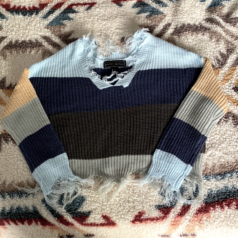 Distressed knit sweater size S